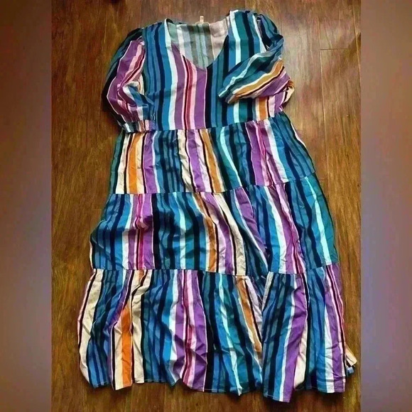Loralette Multi-colored Women’s Size 18 Plus-Size Curvy Stripped Dress summer - Picture 1 of 5